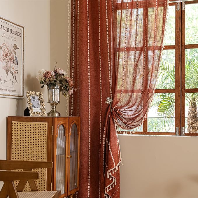 Sutuo Home Terracotta Boho Farmhouse Curtains - Image 5