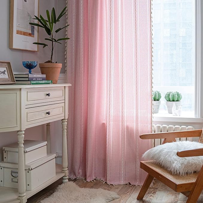 Sutuo Home Boho Curtain for Bedroom Living Room Nursery Kitchen, Light - Image 2