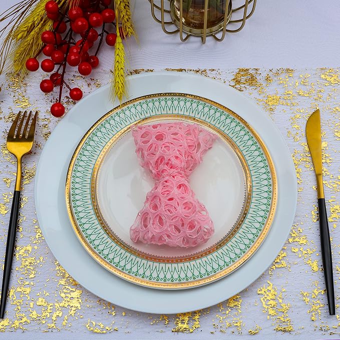 Snowkingdom Glitter Metallic Gold Table Runner 11 Inch x 100 Feet Thin Mesh - Image 7