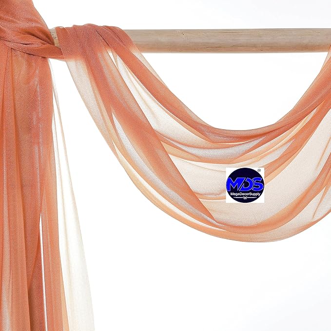 MDS Halloween Chiffon Draping Fabric - 1 Panel, 30" Wide x 50ft Long - Sheer Spooky Arbor & Canopy Drapery for Haunted House Backdrops, Party Ceilings, DIY Costumes & Themed Events - Coral Peach