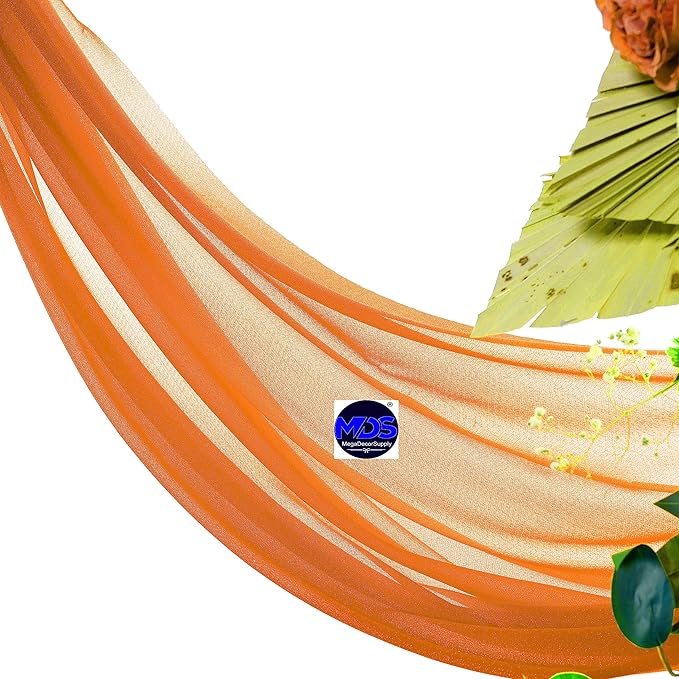 MDS Halloween Chiffon Draping Fabric - 1 Panel, 30" Wide x 50ft Long - Sheer Spooky Arbor & Canopy Drapery for Haunted House Backdrops, Party Ceilings, DIY Costumes & Themed Events - Orange