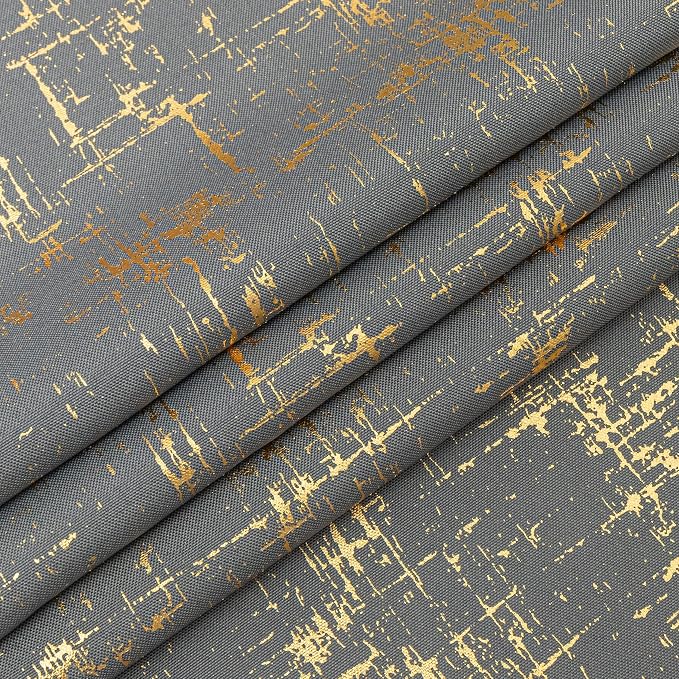 Taisier Home Gold Foil Print Linen Textured Curtains Geometric Dots Pattern - Image 7