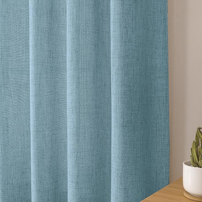 Tollpiz Linen Tier Curtains Rod Pocket Semi Sheer Short Kitchen Curtain Half - Image 8