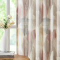 Kayne Studio Red Tan Boho Abstract Rod Pocket Semi Sheer Curtains 84 Inches | by KayneStudio
