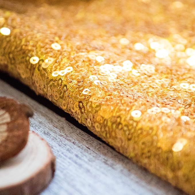 JYFLZQ Gold Sequin Backdrop Curtains 4ft x 6.5ft 1 Panel Glitter Photo Booth - Image 7