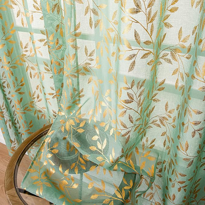 Sutuo Home Green Sheer Curtains 72 Inch Length 2 Panels Set, Privacy Voile by SutuoHome