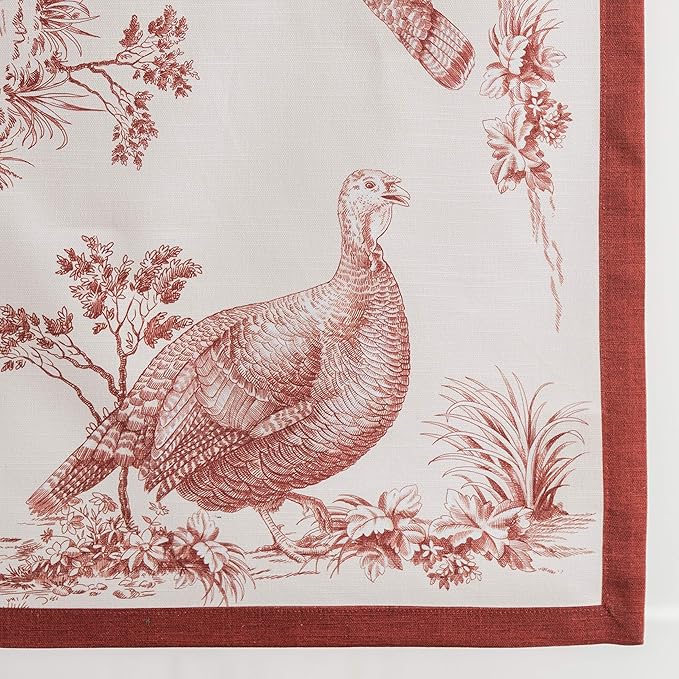 Maison d' Hermine Table Runner 100% Cotton Single Layer Table Runners 36 inches Long for Thanksgiving Christmas Decorations Home Kitchen Dining Party Wedding (Holy Jouy - Red, 14.5" x 36")