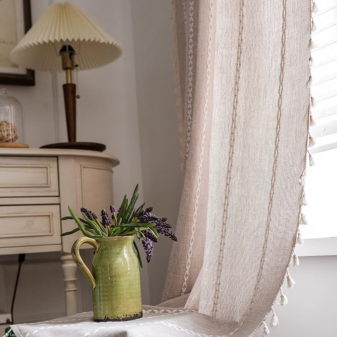 Sutuo Home Boho Curtain for Bedroom 84 Inch Length, Light Filtering Farmhouse - Image 5