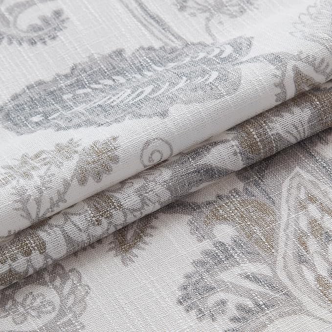 Kayne Studio Grey Jacobean Floral Rod Pocket Semi Sheer Curtains 84 Inches | - Image 3