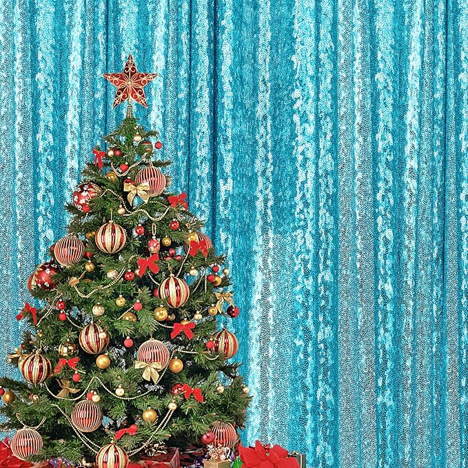 2×8FT-2PCS Turquoise Sequin Backdrop Curtains Panels, Photography Backdrop - Image 7
