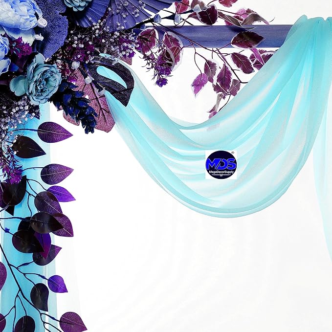 MDS Halloween Chiffon Draping Fabric - 2 Panel, 30" Wide x 20ft Long - Sheer Spooky Arbor & Canopy Drapery for Haunted House Backdrops, Party Ceilings, DIY Costumes & Themed Events - Teal