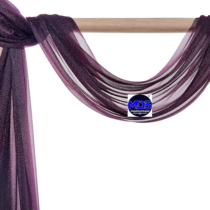 MDS Halloween Chiffon Draping Fabric - 1 Panel, 30" Wide x 20ft Long - Sheer Spooky Arbor & Canopy Drapery for Haunted House Backdrops, Party Ceilings, DIY Costumes & Themed Events - Eggplant