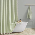 72x78 Long Boho Farmhouse Linen Heavy Duty Shower Curtain, Sage Green | Tall by ShowerCurtain