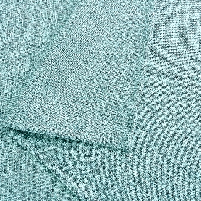 Hiasan Faux Linen Rectangle Tablecloth - Wrinkle and Stain Resistant Washable Table Cloth for Kitchen Dining Room Holiday Table Cover for Party Dinner, Aqua, 30 x 60 Inch
