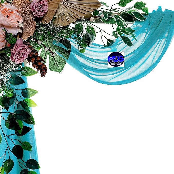 MDS Halloween Chiffon Draping Fabric - 1 Panel, 30" Wide x 40ft Long - Sheer Spooky Arbor & Canopy Drapery for Haunted House Backdrops, Party Ceilings, DIY Costumes & Themed Events - Peacock Blue