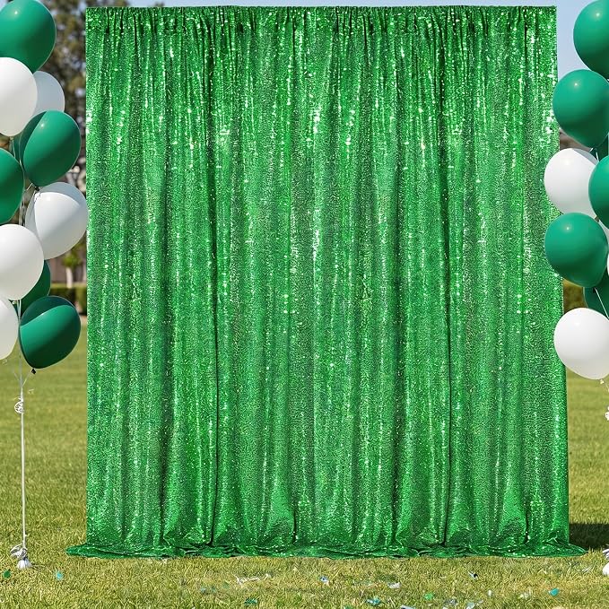 Green Sequin Backdrop Curtains-1 Panel 3FTx8FT Green Backdrop - Image 6