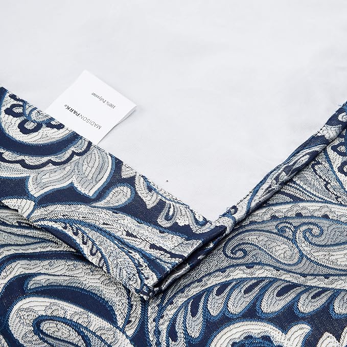 Madison Park Aubrey Faux Silk Paisley Jacquard, Rod Pocket Curtain - Image 4