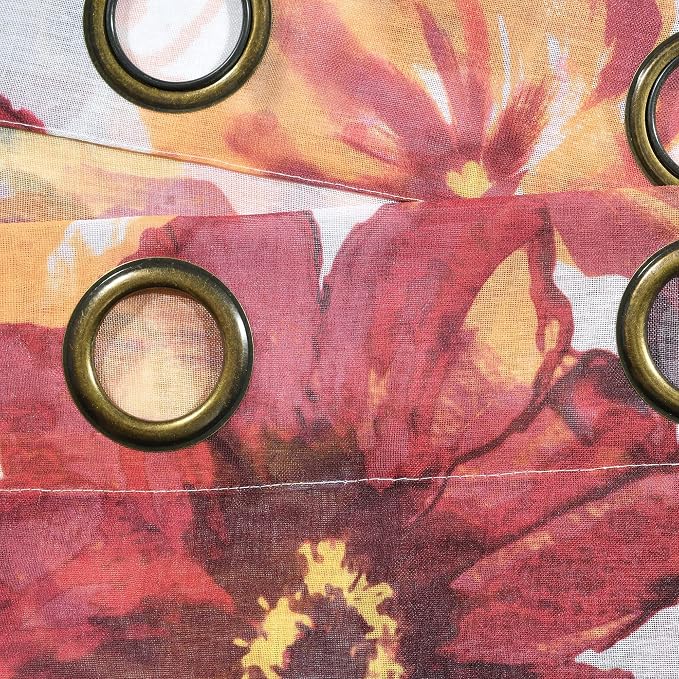 Lush Decor Leah Floral Sheer Window Curtain Panels Pair 52"W x 84"L Red & Orange - Image 5