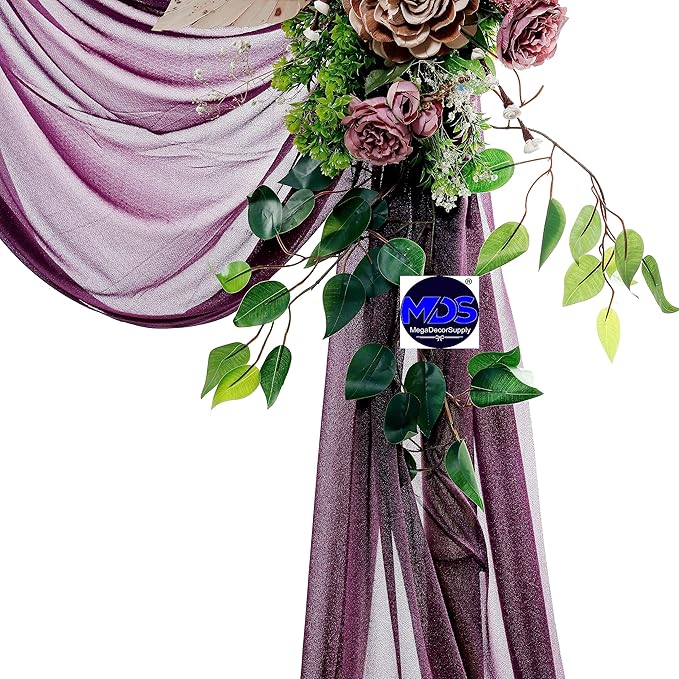 MDS Halloween Chiffon Draping Fabric - 2 Panel, 30" Wide x 30ft Long - Sheer Spooky Arbor & Canopy Drapery for Haunted House Backdrops, Party Ceilings, DIY Costumes & Themed Events - Eggplant