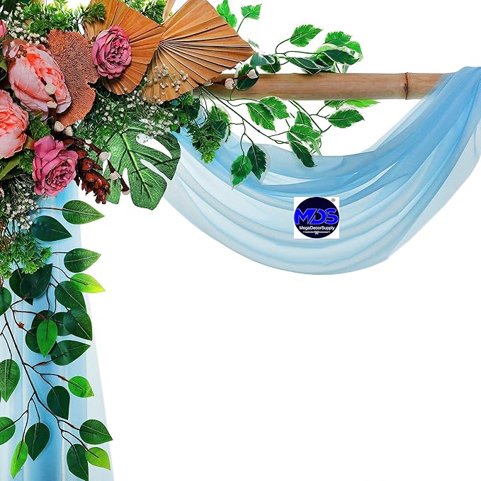 MDS Halloween Chiffon Draping Fabric - 2 Panel, 30" Wide x 75ft Long - Sheer Spooky Arbor & Canopy Drapery for Haunted House Backdrops, Party Ceilings, DIY Costumes & Themed Events - Turquoise