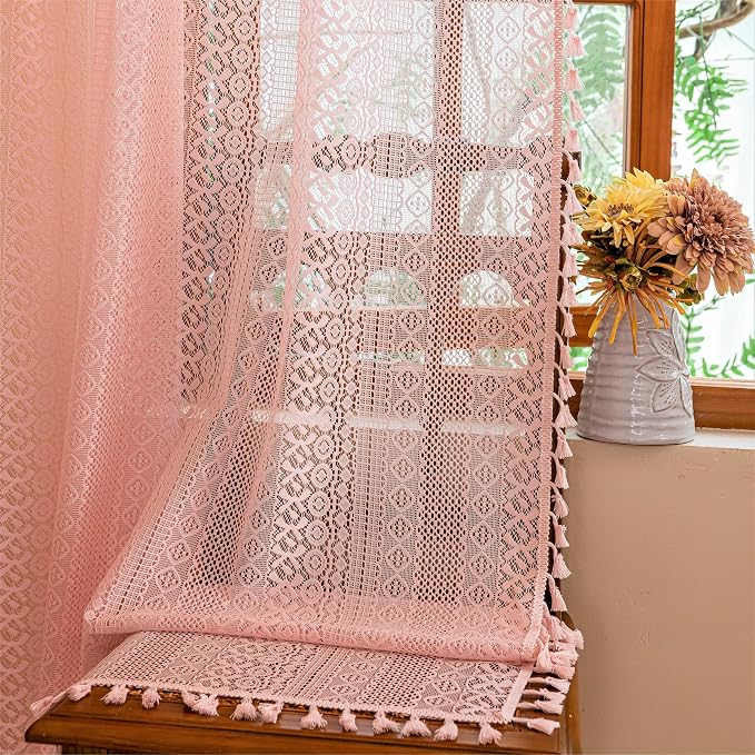 Sutuo Home Boho Lace Curtains for Girls' Room Nursery, Bohemian Vintage Chic by SutuoHome