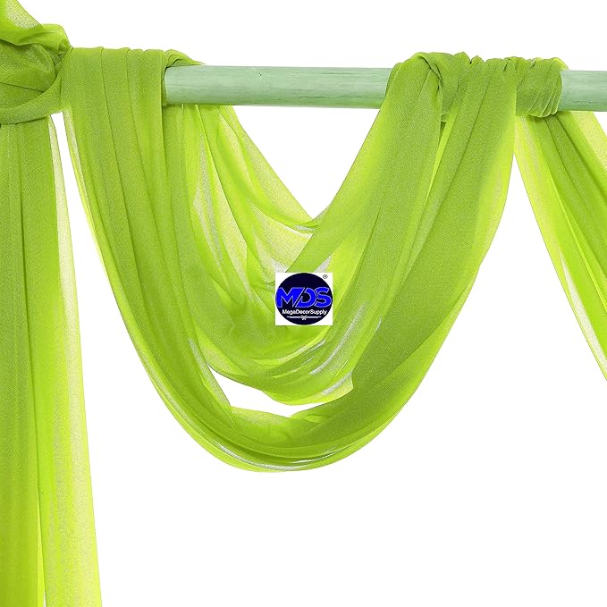 MDS Halloween Chiffon Draping Fabric - 1 Panel, 30" Wide x 30ft Long - Sheer Spooky Arbor & Canopy Drapery for Haunted House Backdrops, Party Ceilings, DIY Costumes & Themed Events - Parrot Green