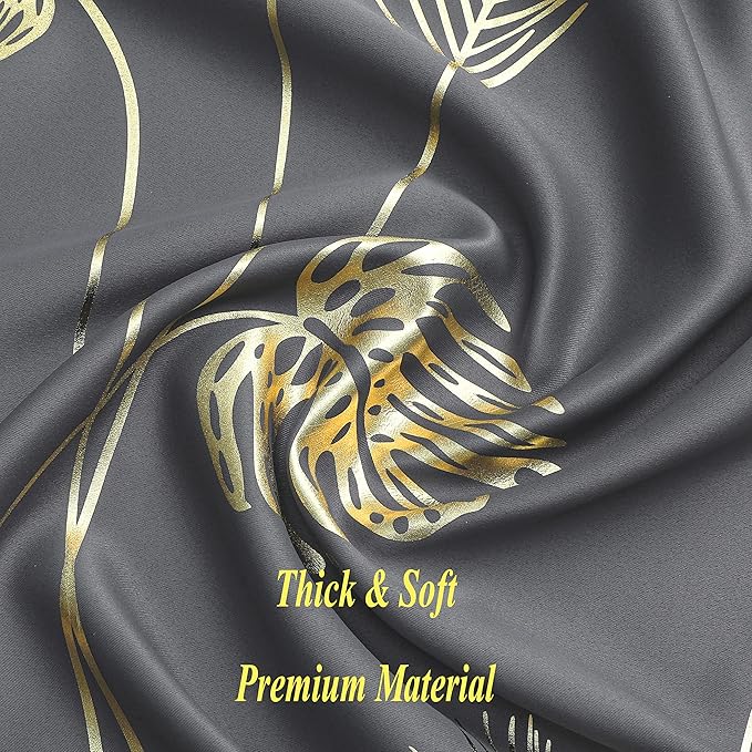 Dark Grey and Gold Blackout Curtains - Image 5