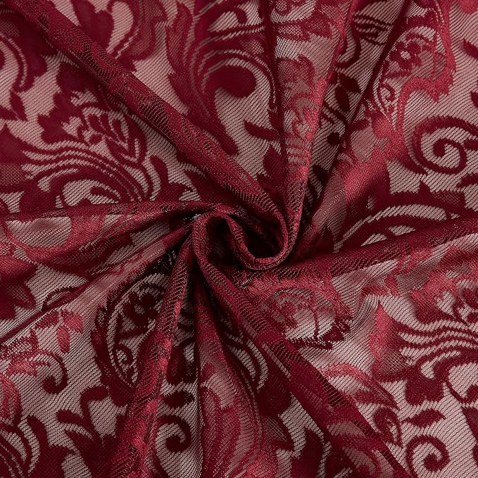 Bujasso Burgundy Red Lace Sheer Curtains - Image 2
