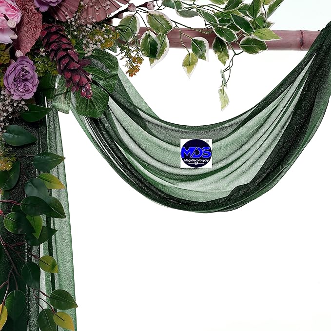 MDS Halloween Chiffon Draping Fabric - 1 Panel, 30" Wide x 50ft Long - Sheer Spooky Arbor & Canopy Drapery for Haunted House Backdrops, Party Ceilings, DIY Costumes & Themed Events - Hunter Green