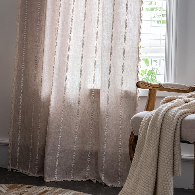 Sutuo Home Boho Curtain for Bedroom 84 Inch Length, Light Filtering Farmhouse - Image 6