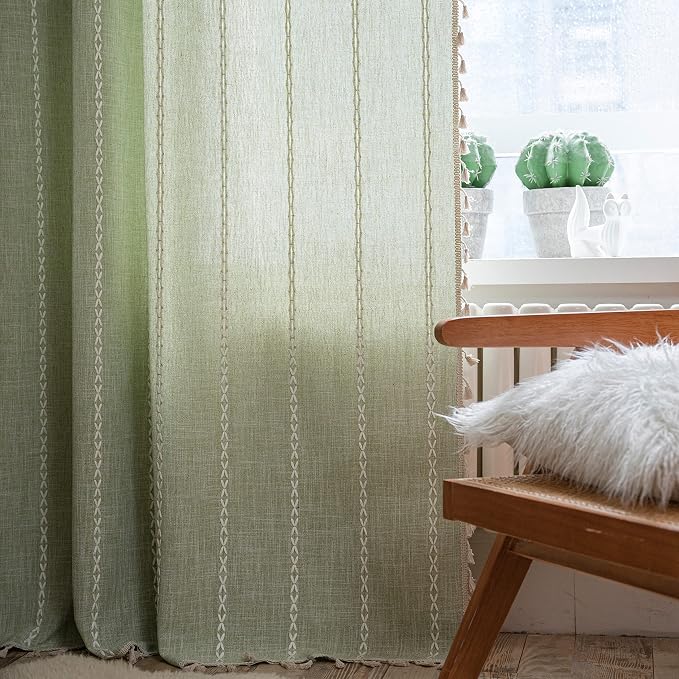 Sutuo Home Sage Green Boho Curtains 72 inch Long - Image 2
