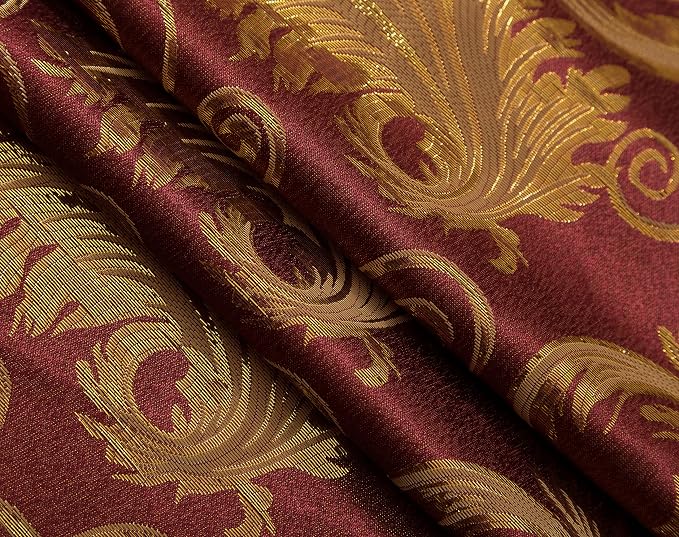 GLORY RUGS Jacquard Luxury Window 2 Panel Set Burgundy Gold Curtain - Image 6