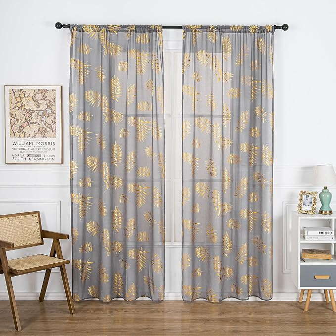 Sutuo Home Dark Grey Sheer Curtains 84 Inches Long 2 Panels Set, Window - Image 2