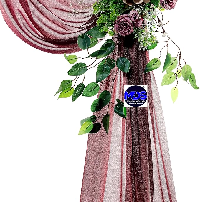 MDS Halloween Chiffon Draping Fabric - 2 Panel, 30" Wide x 100ft Long - Sheer Spooky Arbor & Canopy Drapery for Haunted House Backdrops, Party Ceilings, DIY Costumes & Themed Events - Burgundy