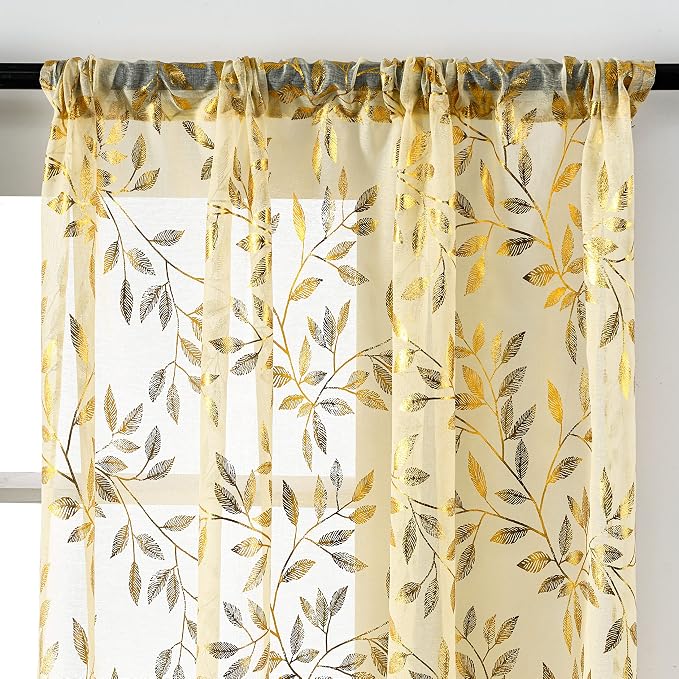 Sutuo Home Beige Sheer Curtains 84 Inch Length 2 Panels Set, Privacy Window - Image 6