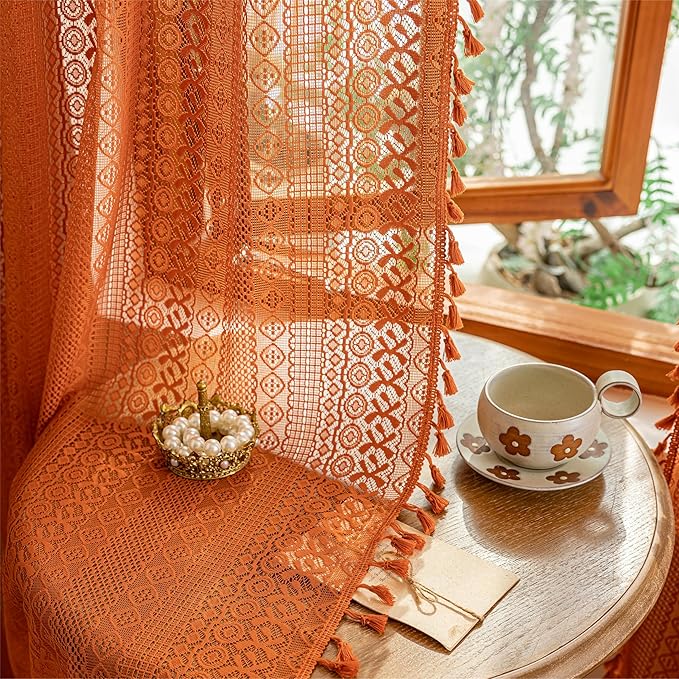 Sutuo Home Boho Sheer Curtains 63 Inch Length - Image 4