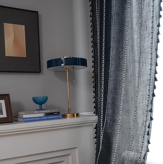 Sutuo Home Black Boho Curtains for Bedroom Living Room, Semi Blackout Linen - Image 7