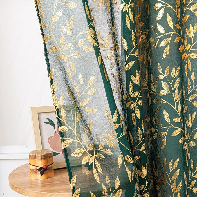 Sutuo Home Dark Green Sheer Curtains 84 Inch Length 2 Panels Set, Privacy by SutuoHome