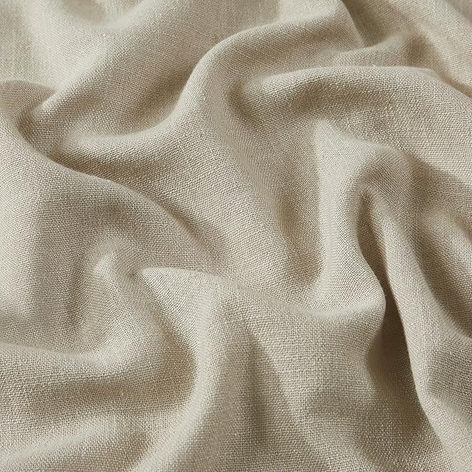 Vision Home Sand Pinch Pleated Semi Sheer Curtains Textured Linen Blended Light Filtering Window Curtains 120 inch for Living Room Bedroom Pinch Pleat Drapes with Hooks 10ft 2 Panels 40" Wx120 L