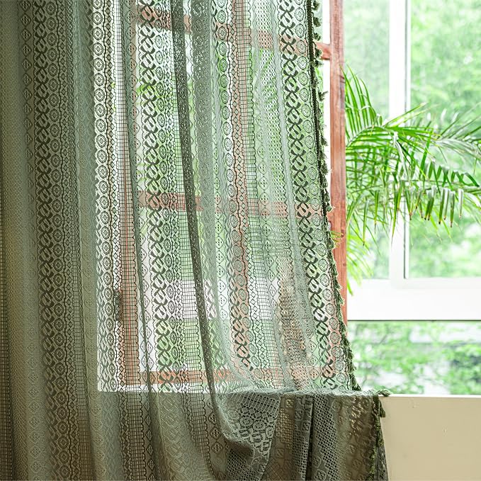 Sutuo Home Olive Green Boho Curtains 96 inches Long - Image 8