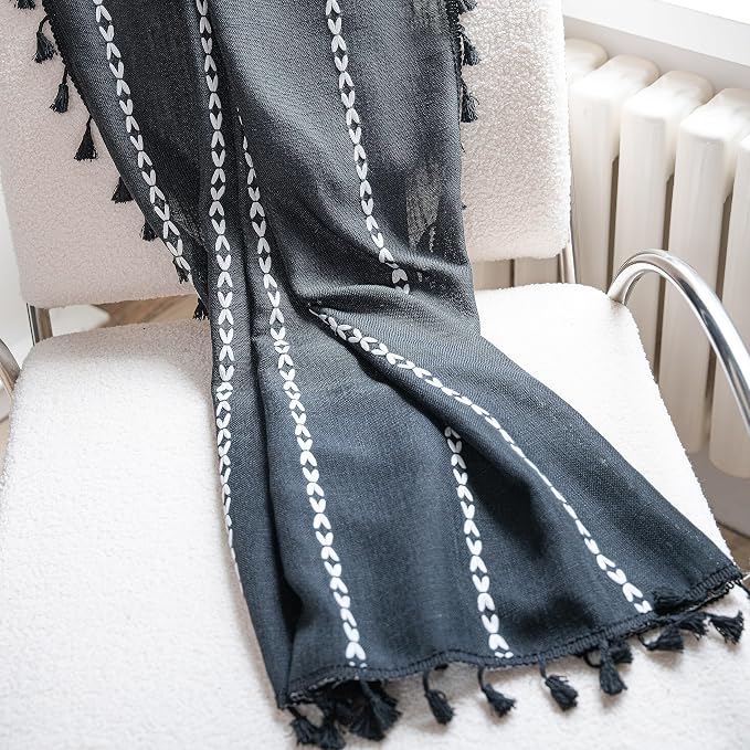 Sutuo Home Black Boho Curtains for Bedroom Living Room, Semi Blackout Linen - Image 6