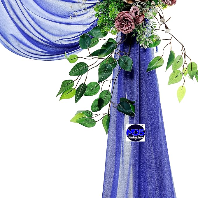MDS Halloween Chiffon Draping Fabric - 1 Panel, 30" Wide x 100ft Long - Sheer Spooky Arbor & Canopy Drapery for Haunted House Backdrops, Party Ceilings, DIY Costumes & Themed Events - Royal Blue
