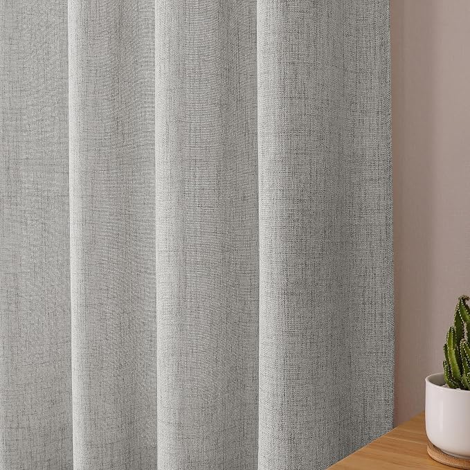 Tollpiz Linen Tier Curtains Rod Pocket Semi Sheer Short Kitchen Curtain Half - Image 7