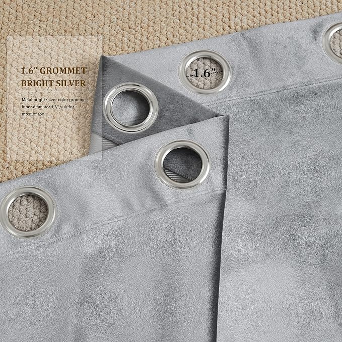 BULBUL Velvet Grey Blackout Curtains 120 inch Long - Image 3