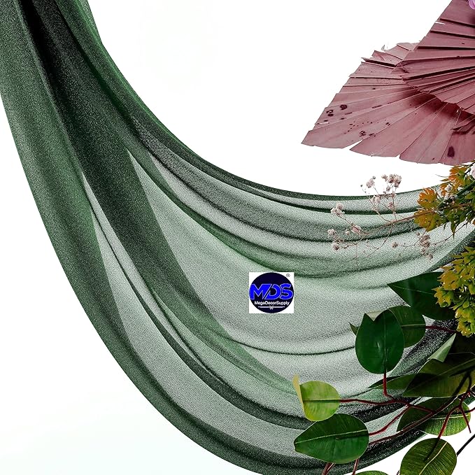 MDS Halloween Chiffon Draping Fabric - 2 Panel, 30" Wide x 100ft Long - Sheer Spooky Arbor & Canopy Drapery for Haunted House Backdrops, Party Ceilings, DIY Costumes & Themed Events - Hunter Green
