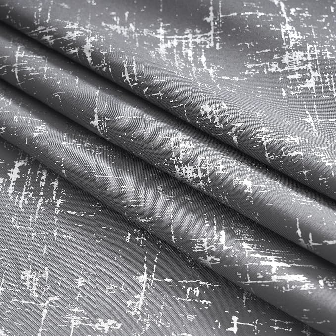 Taisier Home Silver Foil Print Linen Textured Curtains Geometric Dots Pattern - Image 6