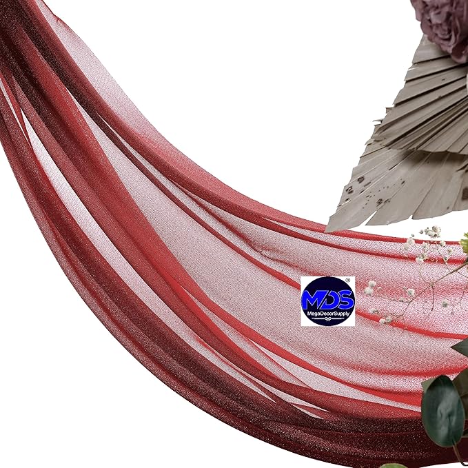 MDS Halloween Chiffon Draping Fabric - 1 Panel, 30" Wide x 30ft Long - Sheer Spooky Arbor & Canopy Drapery for Haunted House Backdrops, Party Ceilings, DIY Costumes & Themed Events - Apple Red
