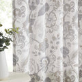 Kayne Studio Grey Jacobean Floral Rod Pocket Semi Sheer Curtains 84 Inches | by KayneStudio