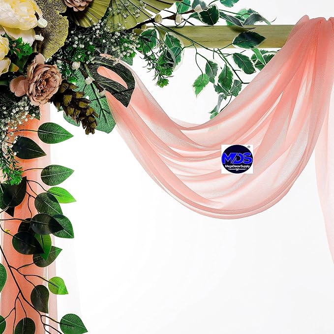 MDS Halloween Chiffon Draping Fabric - 1 Panel, 30" Wide x 30ft Long - Sheer Spooky Arbor & Canopy Drapery for Haunted House Backdrops, Party Ceilings, DIY Costumes & Themed Events - Peach