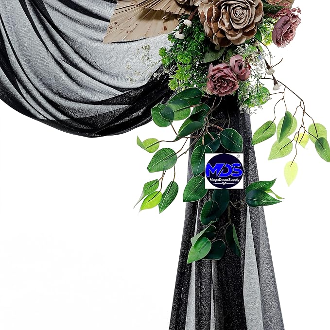 MDS Halloween Chiffon Draping Fabric - 1 Panel, 30" Wide x 40ft Long - Sheer Spooky Arbor & Canopy Drapery for Haunted House Backdrops, Party Ceilings, DIY Costumes & Themed Events - Black
